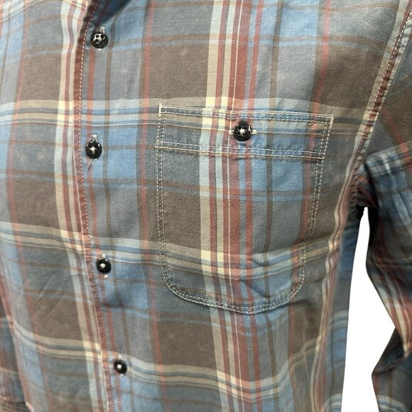 Tommy Bahama Men's XLT Fog Gray Distressed Fresno Plaid Reverse Print Shirt - Picture 4 of 10